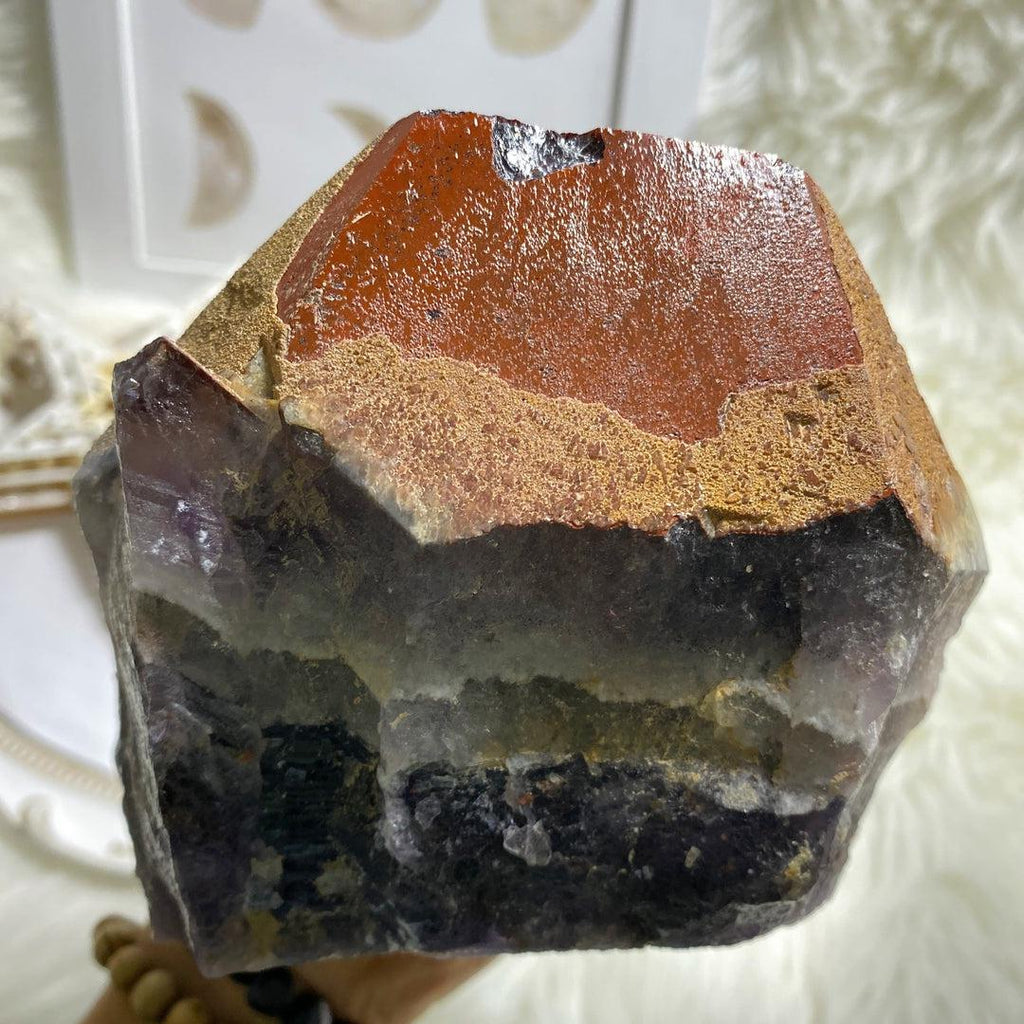 Hundreds of Record Keepers~! 2.1kg XXL High Grade & Rare Twin Peek Real Auralite-23 Red Hematite Point Standing Display Specimen - Earth Family Crystals