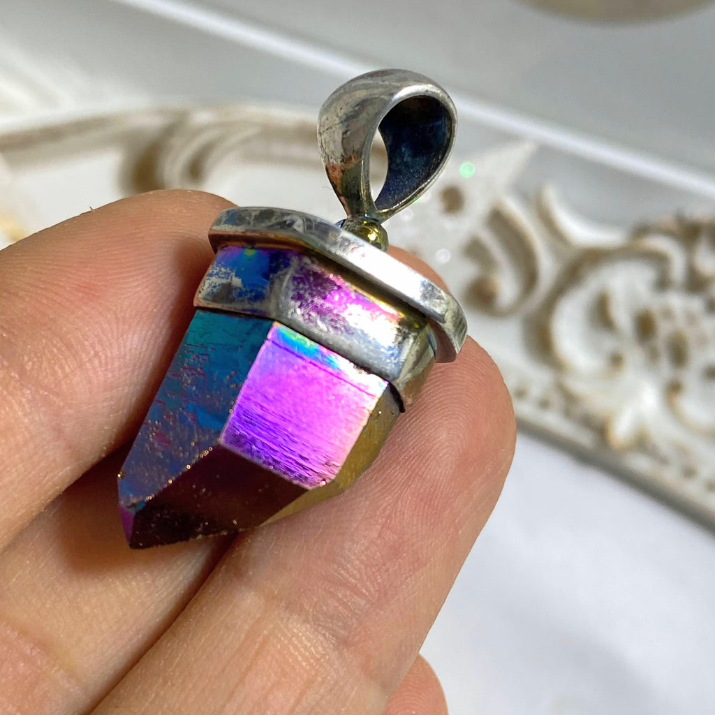 Mesmerizing Rainbows Titanium Quartz Pendant In Sterling Silver (Includes Silver Chain) *REDUCED - Earth Family Crystals
