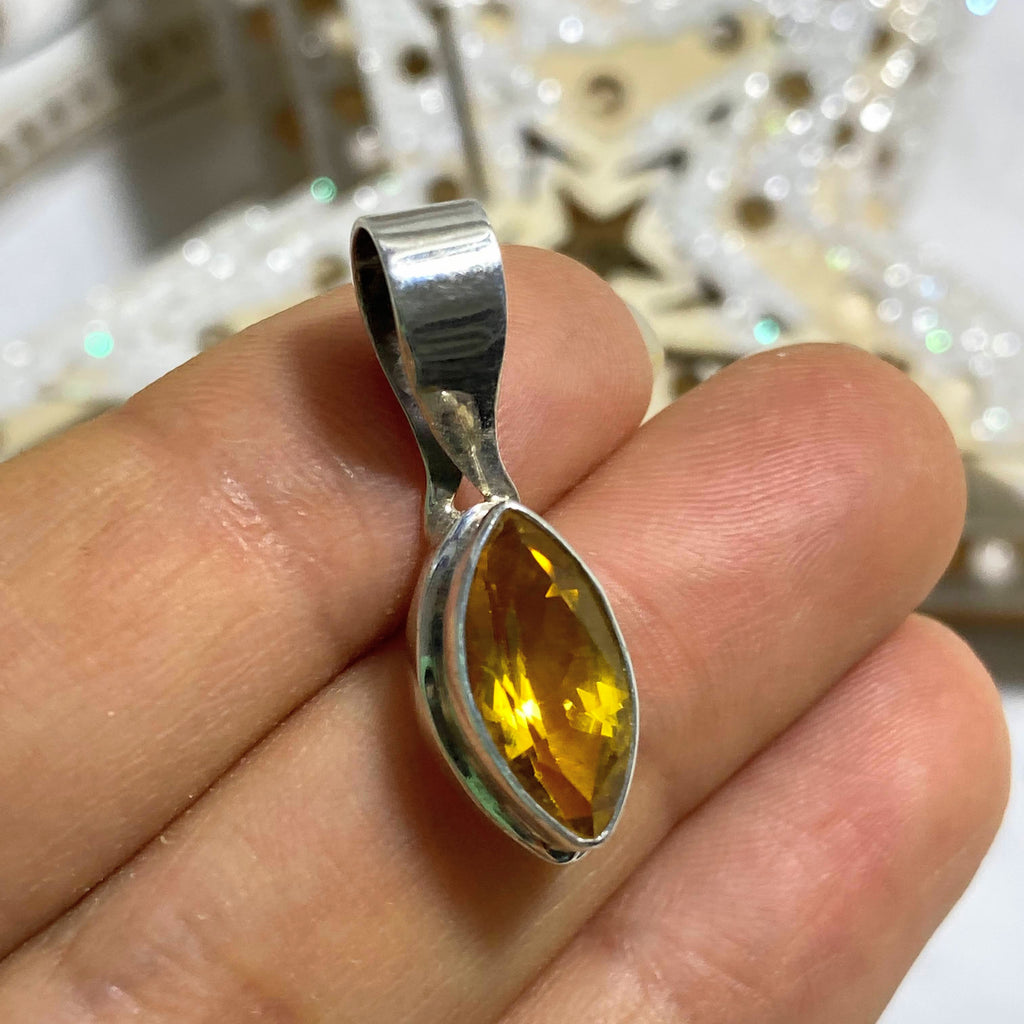 Faceted Golden Citrine Sterling Silver Pendant (Includes Silver Chain) - Earth Family Crystals