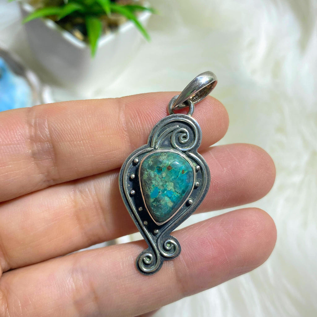 Chrysocolla Sterling Silver Pendant (Includes Silver Chain) - Earth Family Crystals