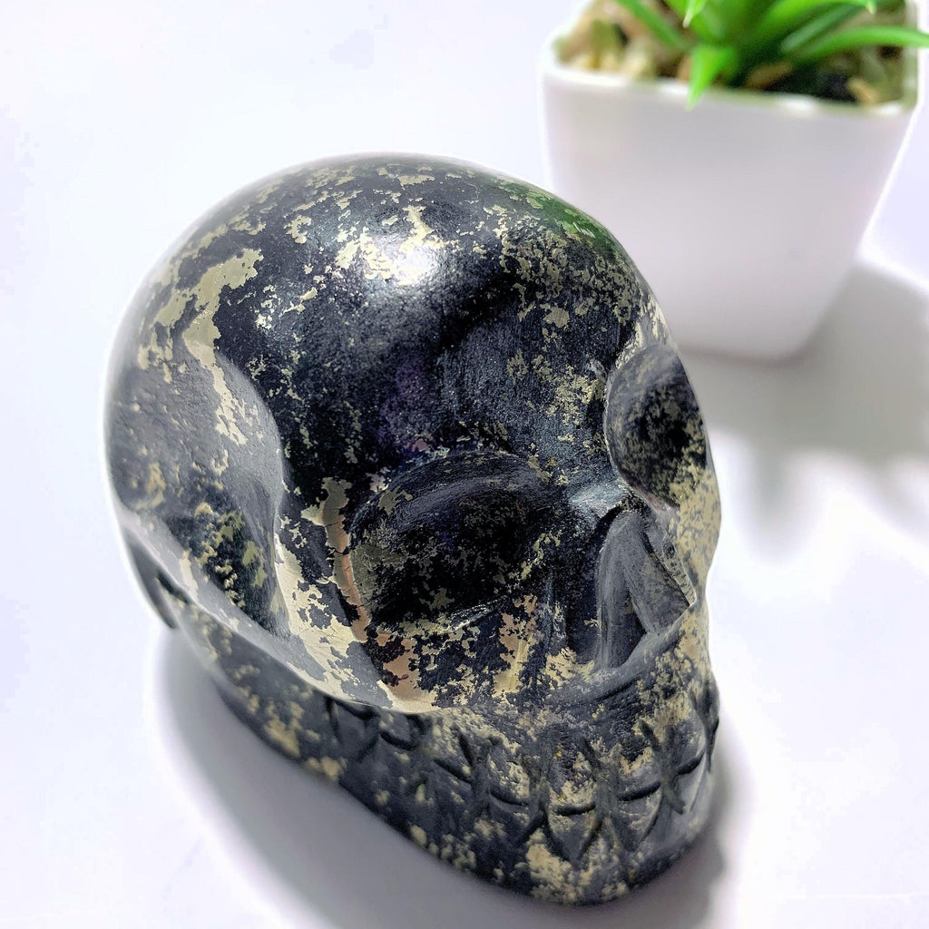 Rare Stone~Healers Gold Skull Carving Specimen From Arizona - Earth Family Crystals