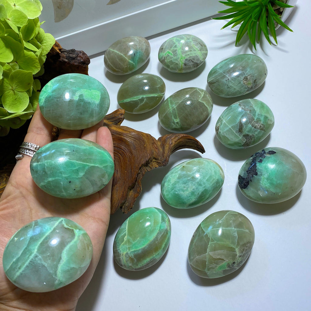 One Marbled Green Garnierite Palm Stone ~Locality Madagascar - Earth Family Crystals