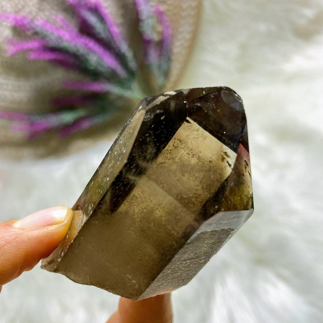 Natural Unpolished & Phantoms Smoky Quartz Point from Brazil - Earth Family Crystals