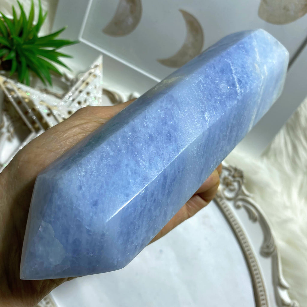 Incredible XXL Long Blue Calcite Display Standing Tower~ Locality: Madagascar - Earth Family Crystals