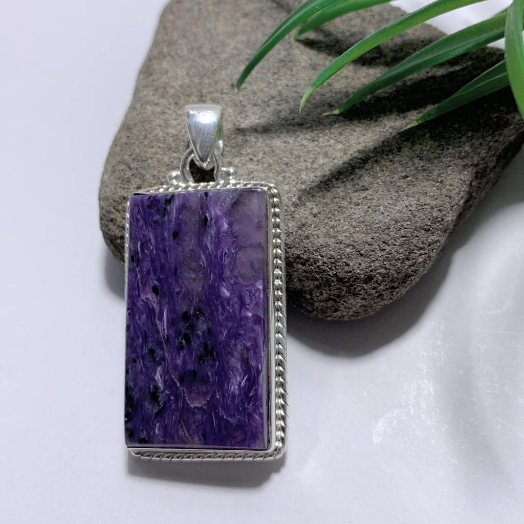Deep Purple Charoite Pendant In Sterling Silver (Includes Silver Chain) *REDUCED* - Earth Family Crystals