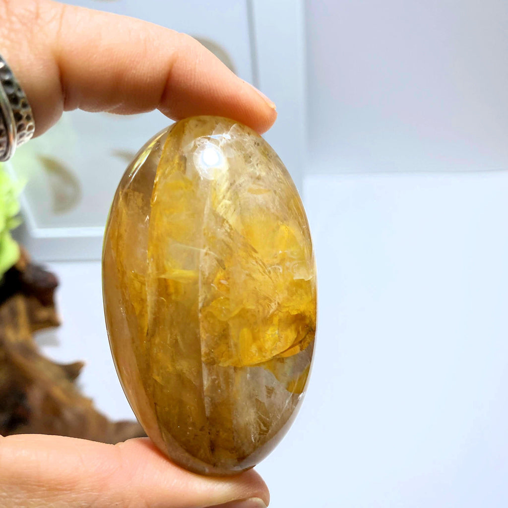 Incredible Orange Layers Hematoid Quartz Palm Stone From Madagascar #2 - Earth Family Crystals