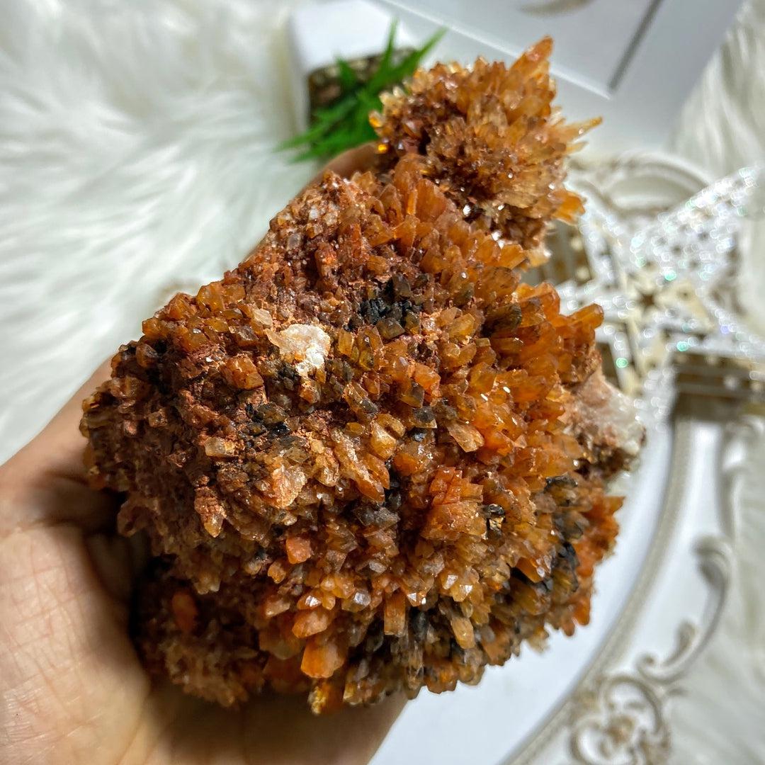 Incredible XXL Sparkling Orange Creedite Geode Specimen ~ Locality Mexico - Earth Family Crystals