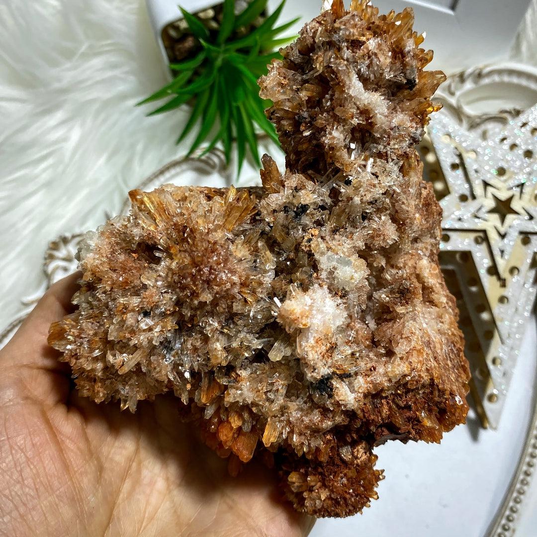 Incredible XXL Sparkling Orange Creedite Geode Specimen ~ Locality Mexico - Earth Family Crystals