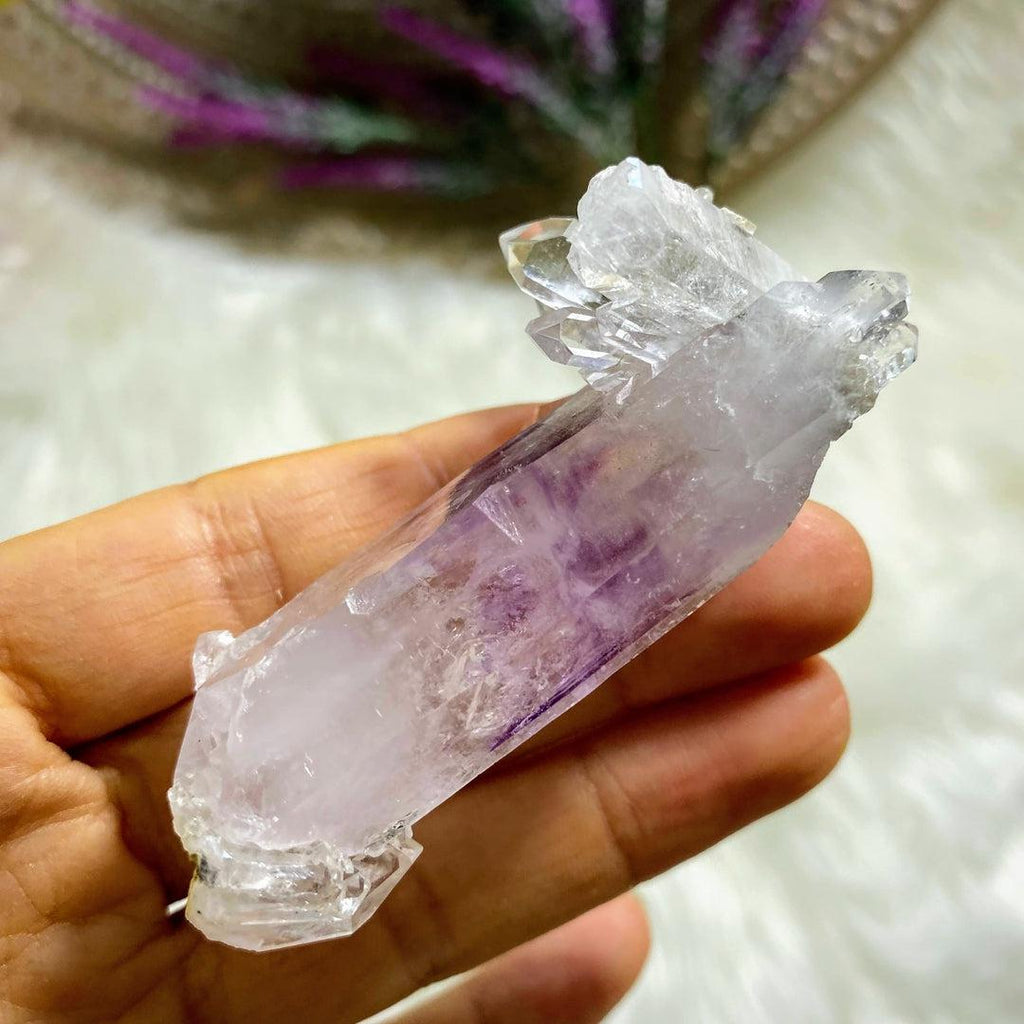 Reserved For Sandy Moving Water Bubble (Enhydro) Rare Brandberg Amethyst Double Terminated Elestial Cluster - Earth Family Crystals