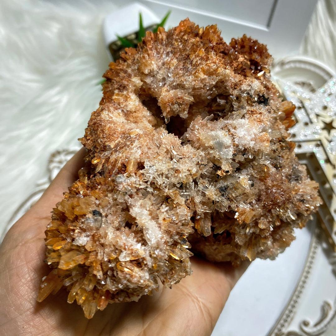 Incredible XXL Sparkling Orange Creedite Geode Specimen ~ Locality Mexico - Earth Family Crystals