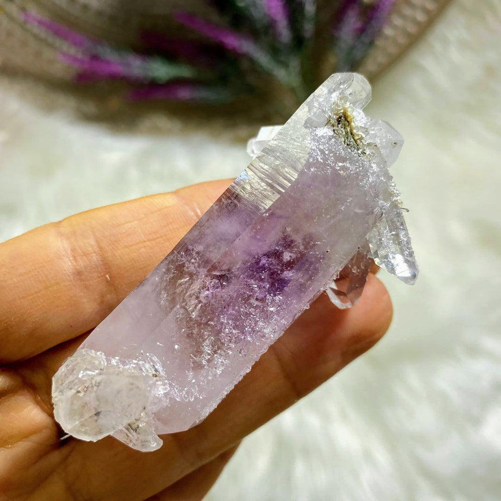 Reserved For Sandy Moving Water Bubble (Enhydro) Rare Brandberg Amethyst Double Terminated Elestial Cluster - Earth Family Crystals