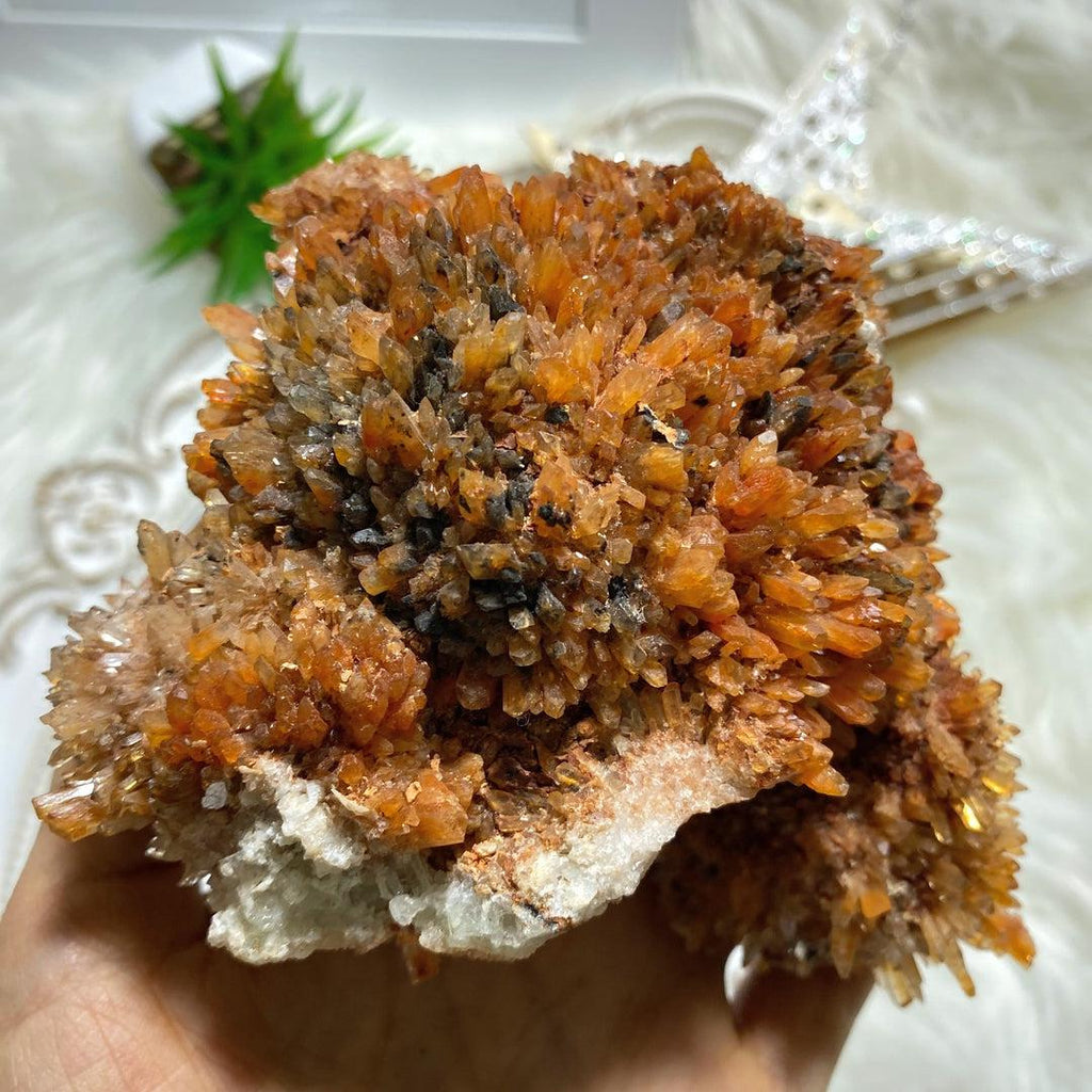 Incredible XXL Sparkling Orange Creedite Geode Specimen ~ Locality Mexico - Earth Family Crystals