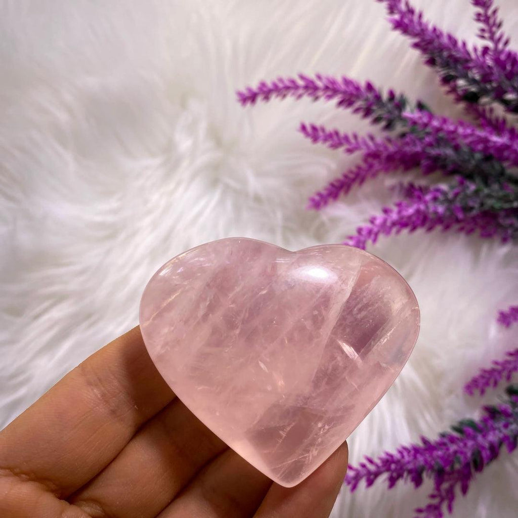 Optical Pink Rose Quartz Medium Heart Carving~ Locality: Brazil - Earth Family Crystals
