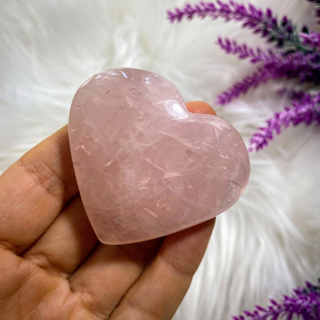 Cute Pink Rose Quartz Medium Heart Carving~ Locality: Brazil - Earth Family Crystals