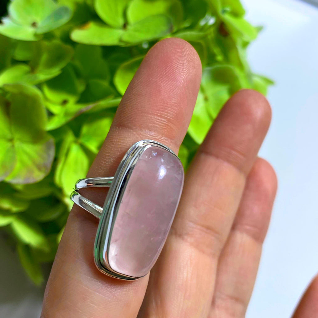 Sweet Pink Rose Quartz Sterling Silver Ring (Size 9) - Earth Family Crystals