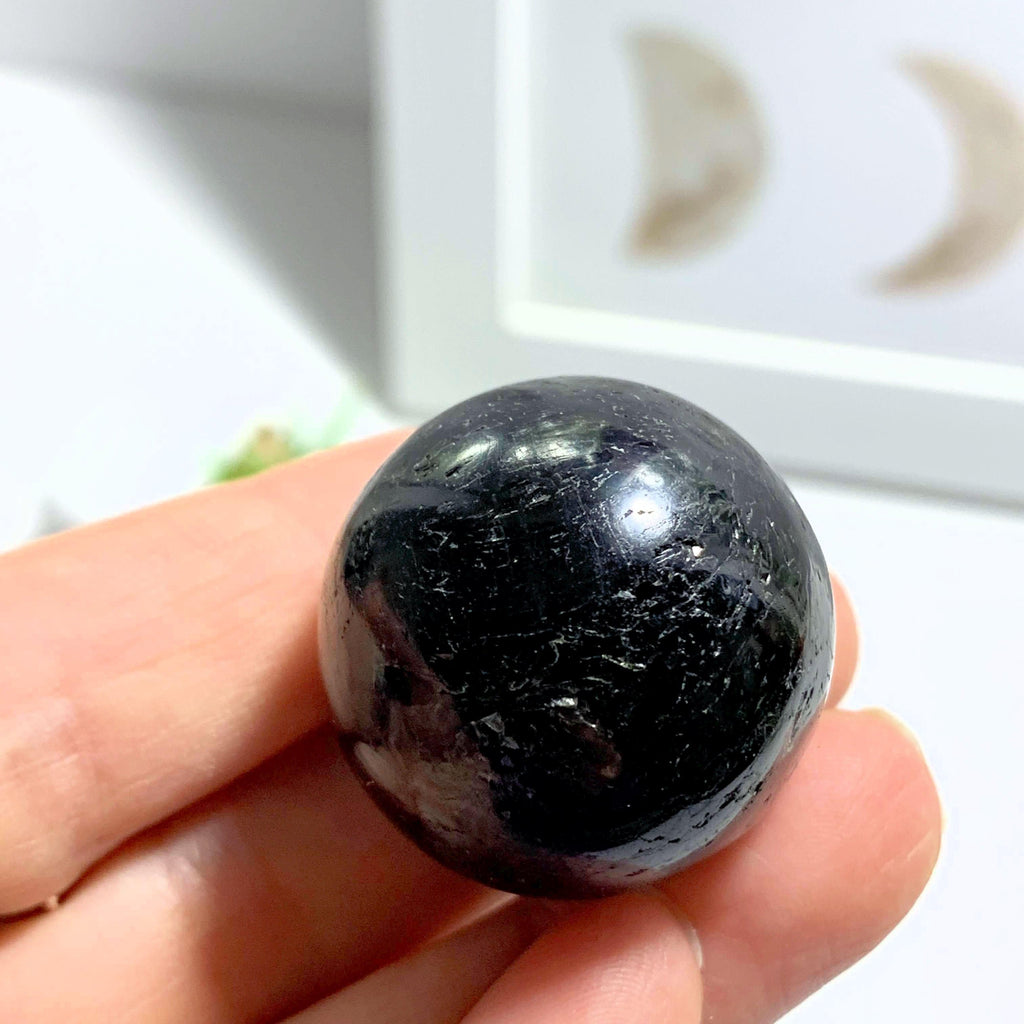 Rare Genuine Greenland Nuummite Sphere Carving #1 - Earth Family Crystals