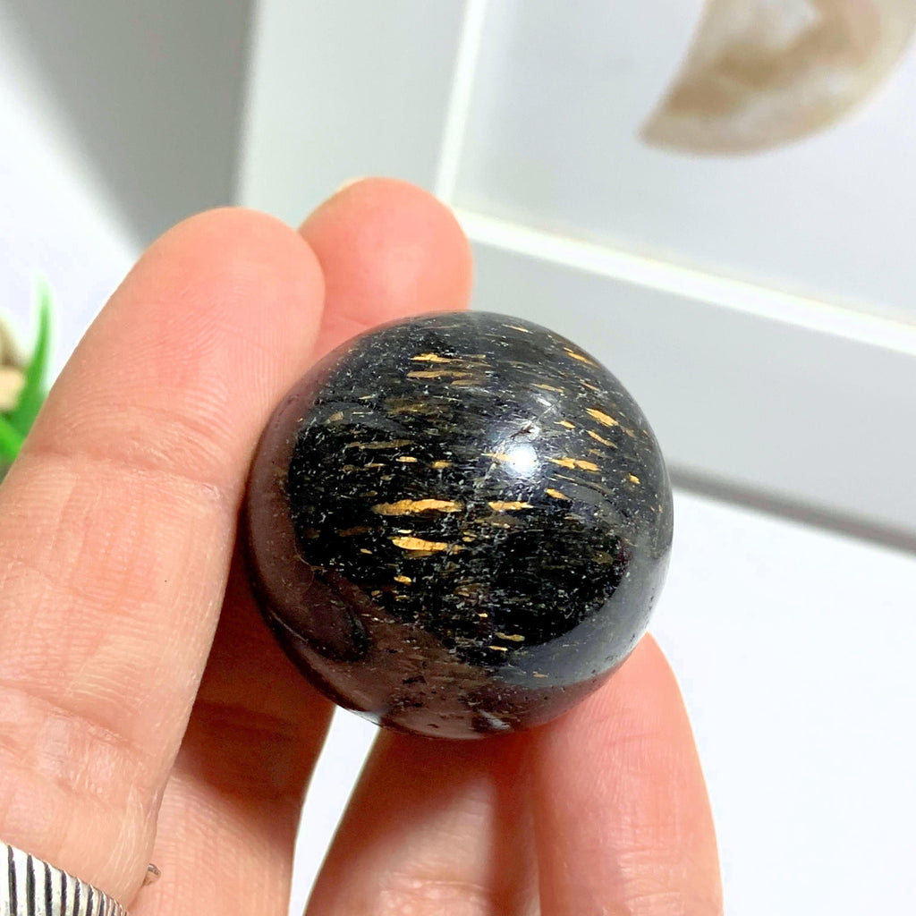 Rare Genuine Greenland Nuummite Sphere Carving #2 - Earth Family Crystals