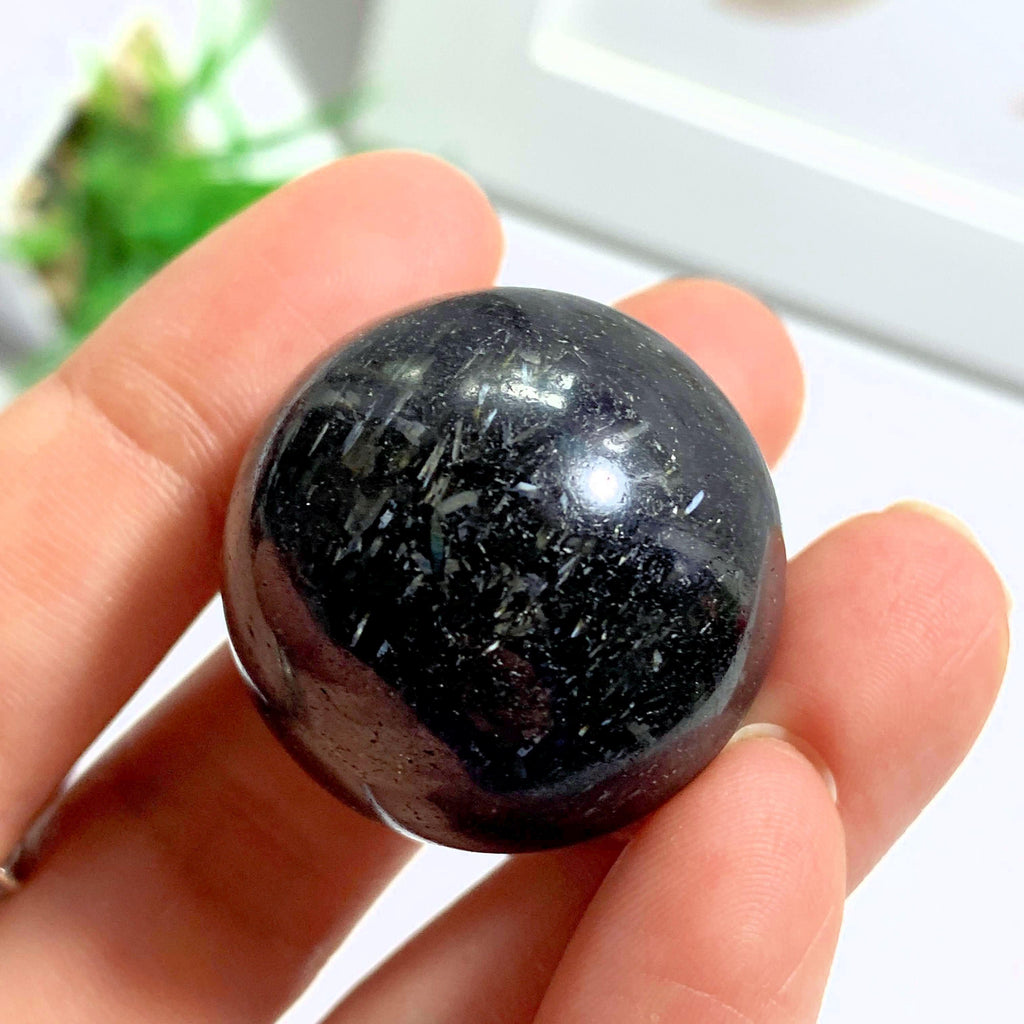 Genuine Greenland Nuummite Sphere Carving #4 - Earth Family Crystals
