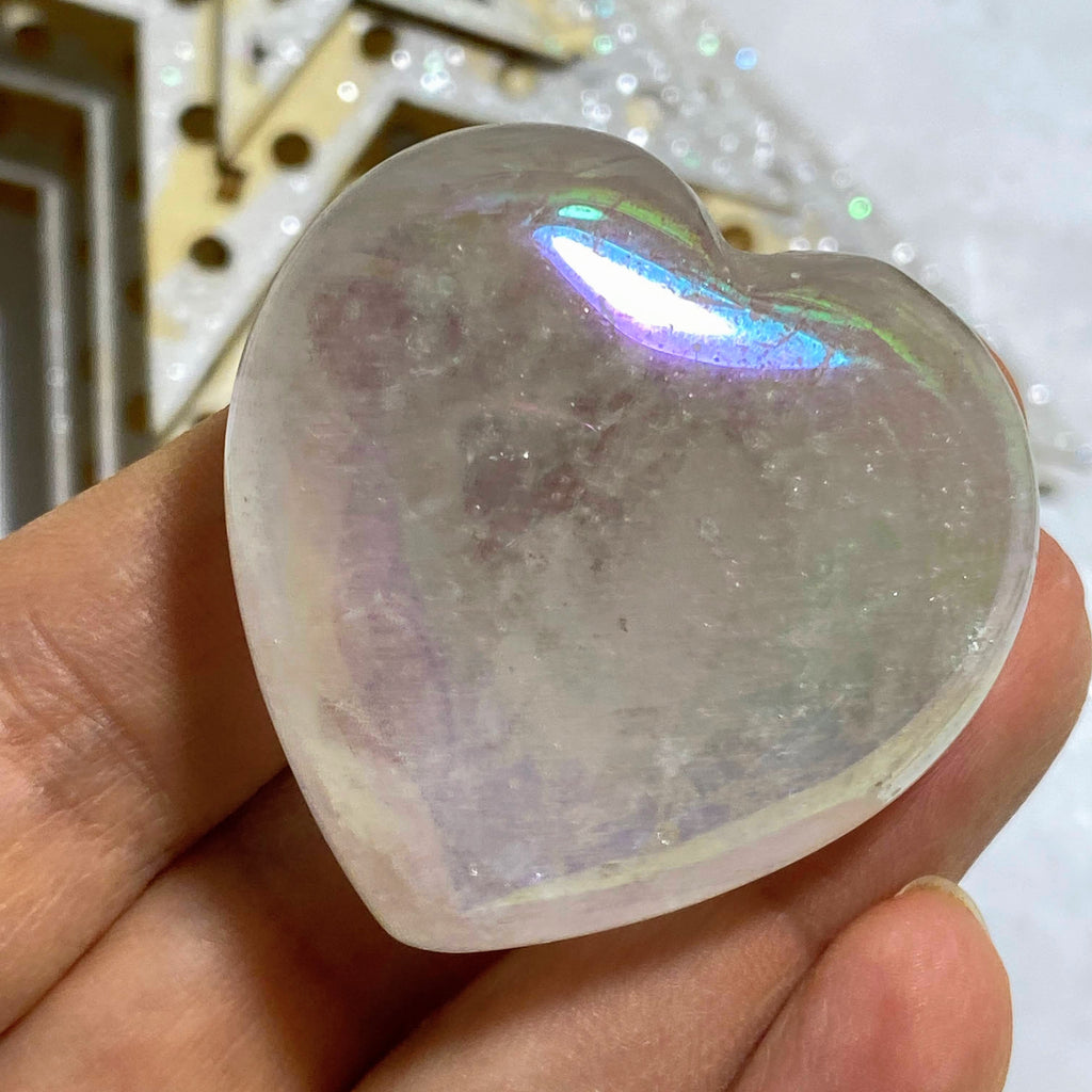 Angel Aura Opal Glow Quartz Heart Carving - Earth Family Crystals