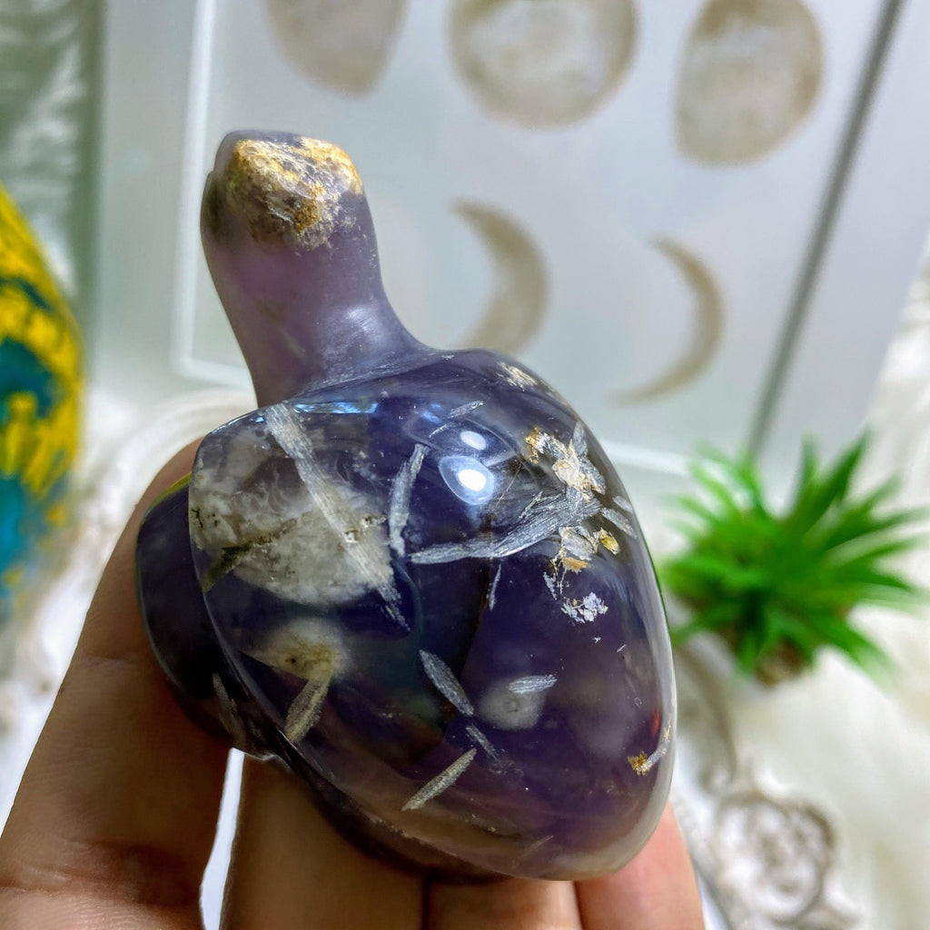 Violet Flame Purple Agate Turtle Display Partially Polished Carving - Earth Family Crystals
