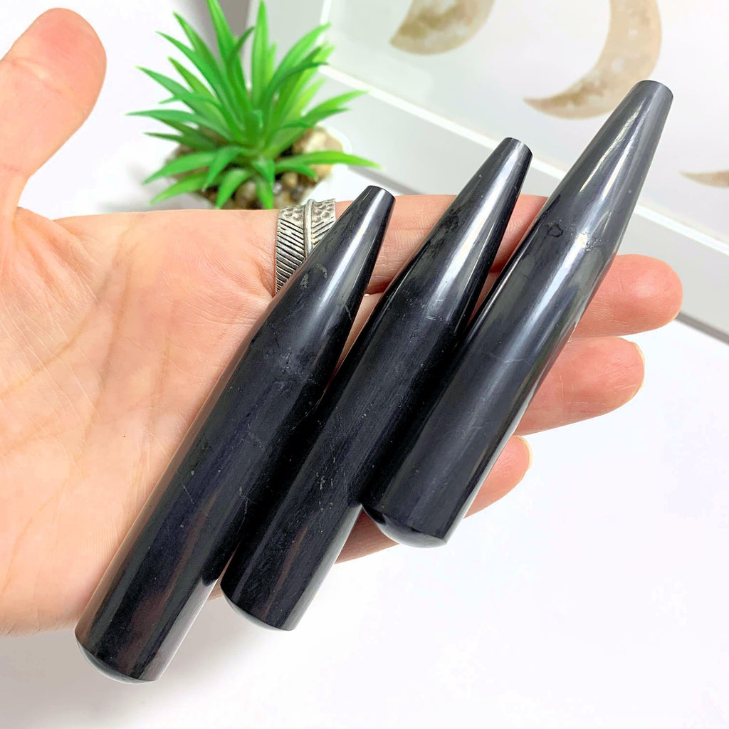 One Healing Shungite Polished Wand Carving - Earth Family Crystals
