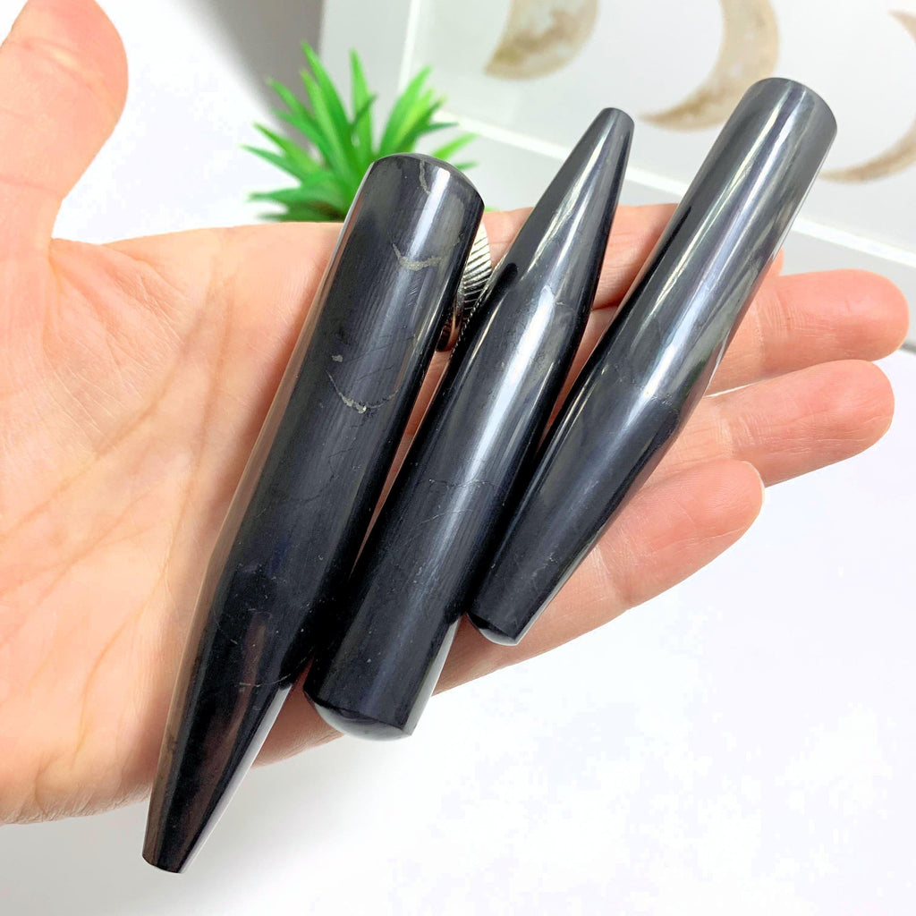 One Healing Shungite Polished Wand Carving - Earth Family Crystals