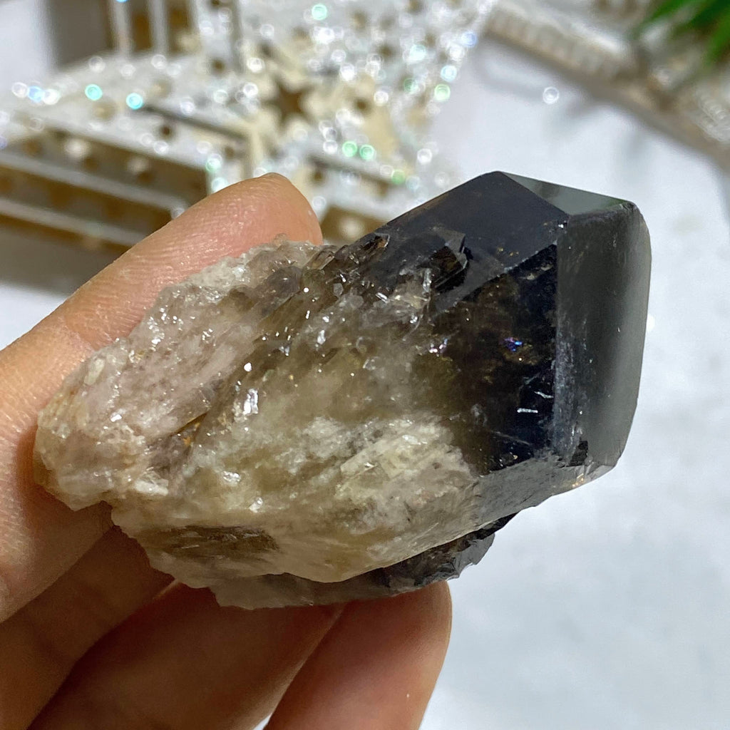 Deep Brown Smoky Quartz & Citrine Inclusions Elestial Kundalini Point - Earth Family Crystals