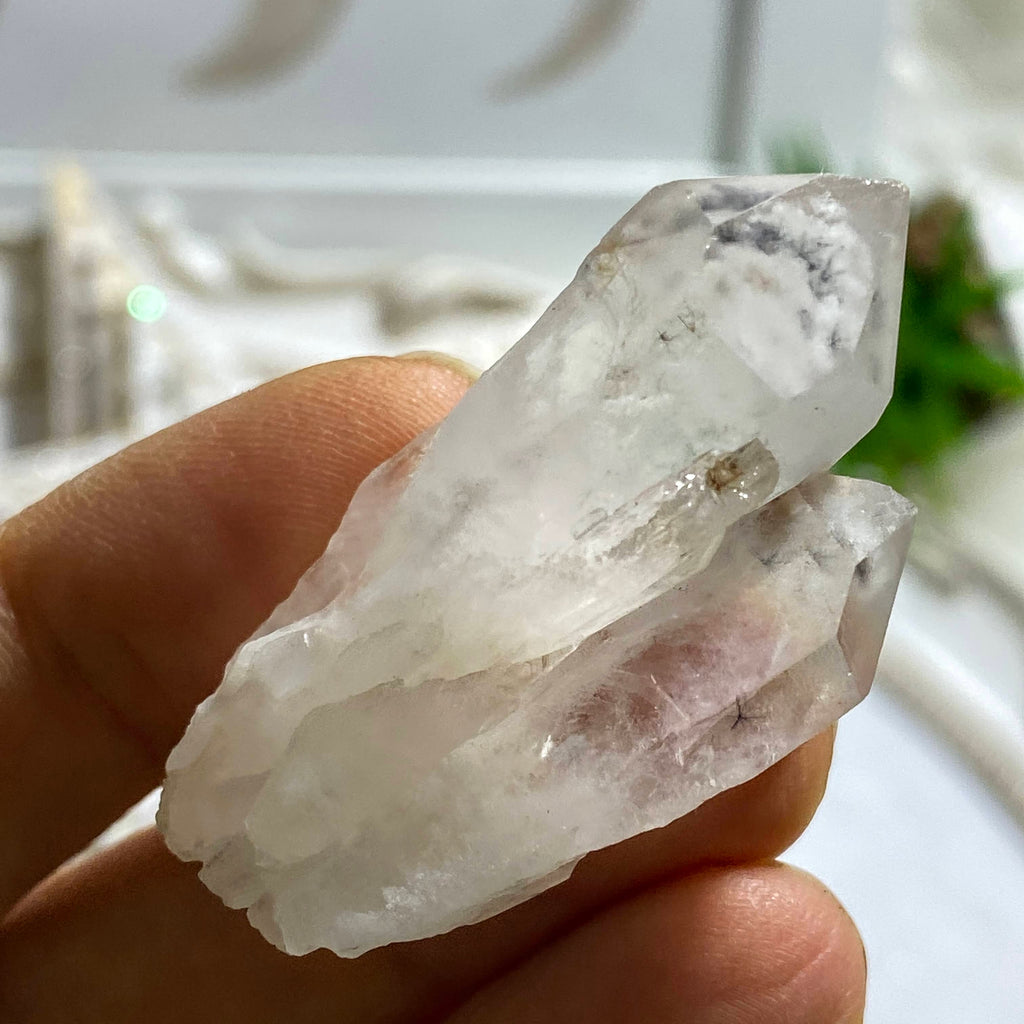 Very Rare! Beautiful Star Hollandite Clear Quartz Double Point From Madagascar - Earth Family Crystals