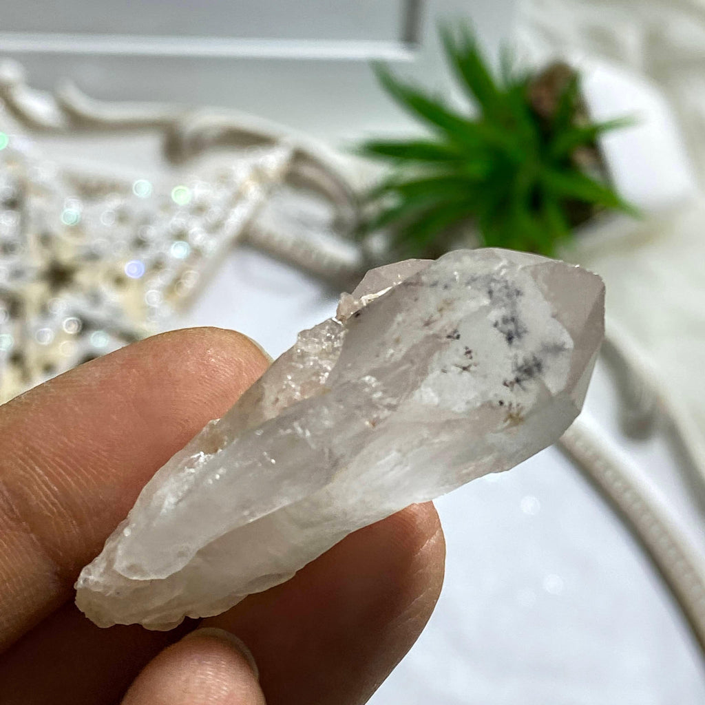 Very Rare! Beautiful Star Hollandite Clear Quartz Double Point From Madagascar - Earth Family Crystals