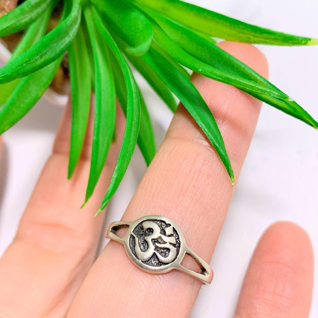 OM Ring In Sterling Silver (Size 7.5) - Earth Family Crystals
