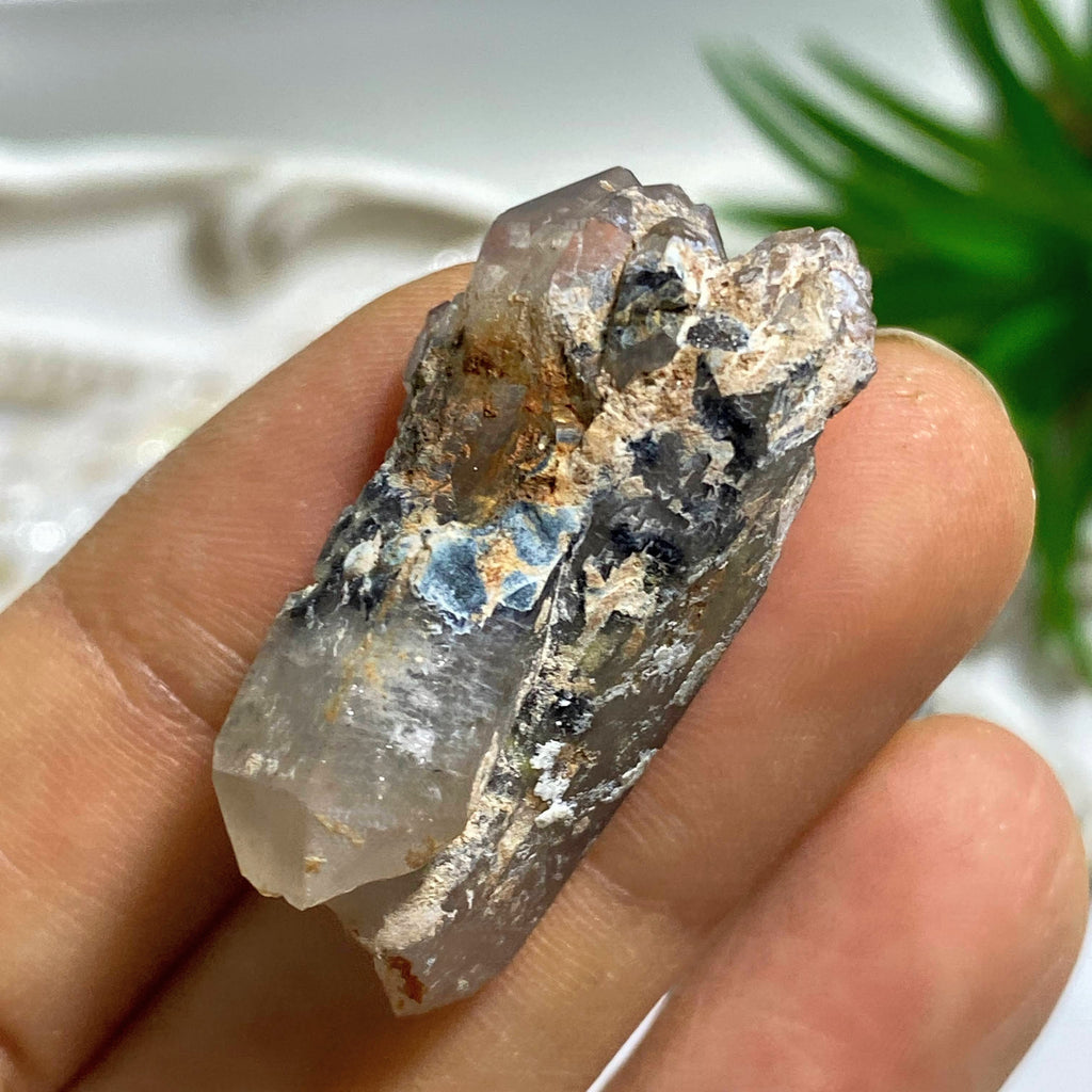Very Rare Collectors Genuine Ajoite Quartz DT Point with Hematite & Kachnite Inclusions~Locality: Messina, South Africa - Earth Family Crystals