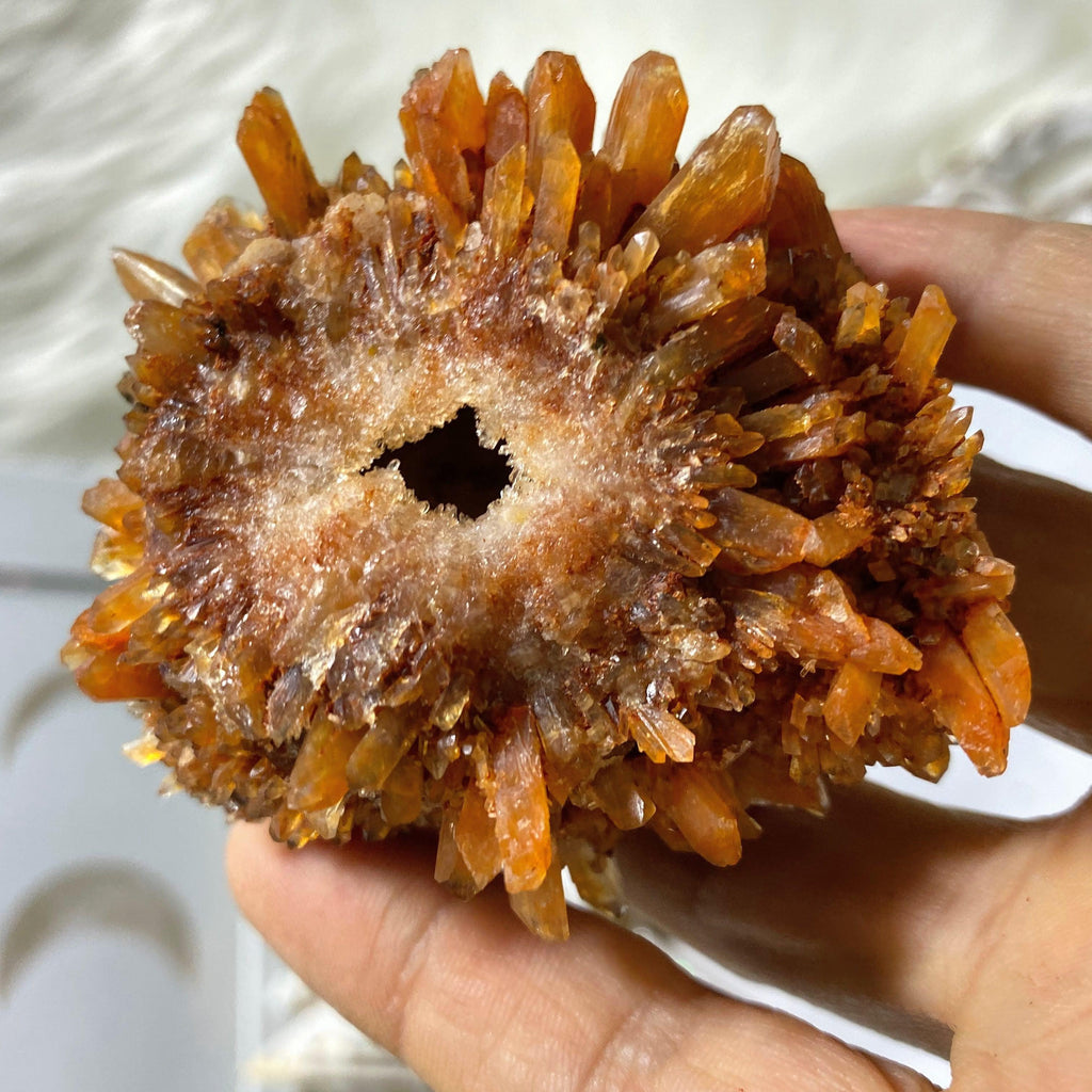 Sparkling Orange Creedite Open Geode Natural Specimen -Locality: Mexico - Earth Family Crystals
