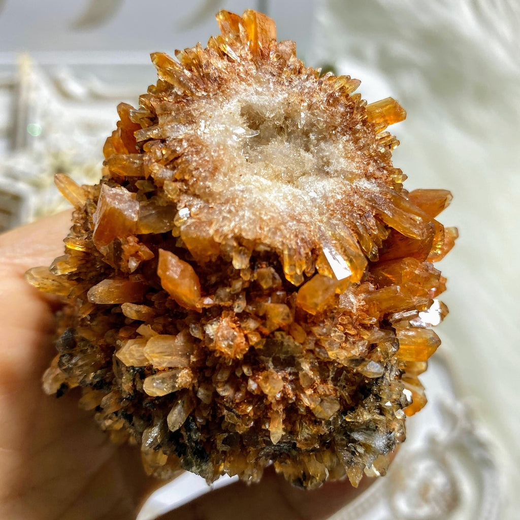 Sparkling Orange Creedite Open Geode Natural Specimen -Locality: Mexico - Earth Family Crystals