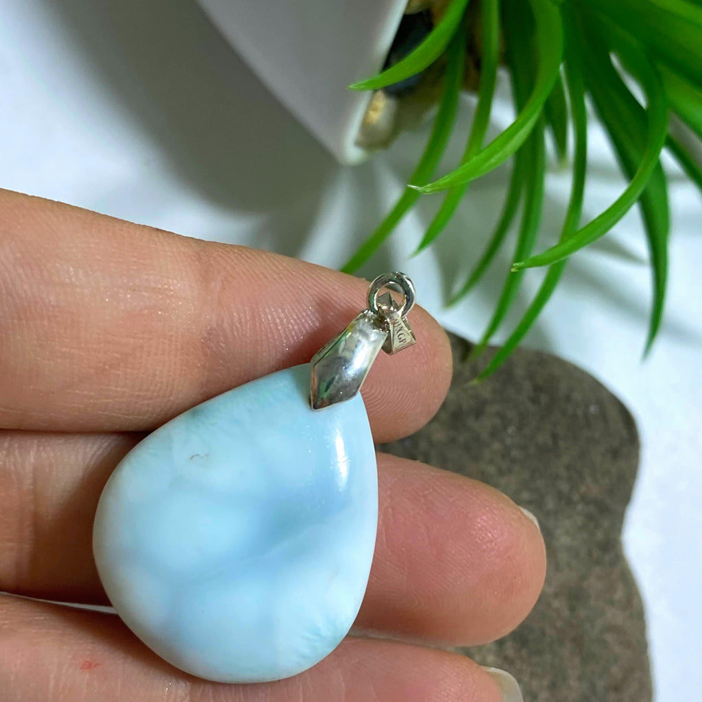 Larimar Teardrop Gemstone Pendant (Includes Silver Chain) - Earth Family Crystals