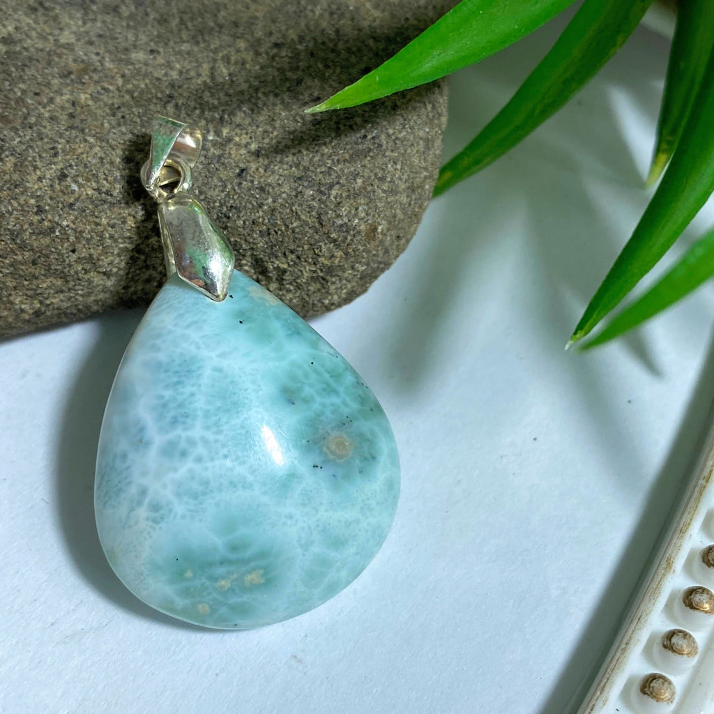 Larimar Teardrop Gemstone Pendant (Includes Silver Chain) - Earth Family Crystals