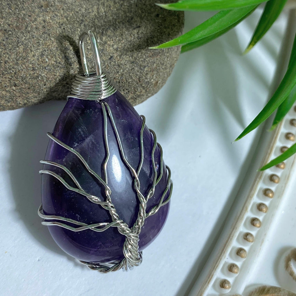 Amethyst Tree of Life Wire Wrapped Pendant - Earth Family Crystals