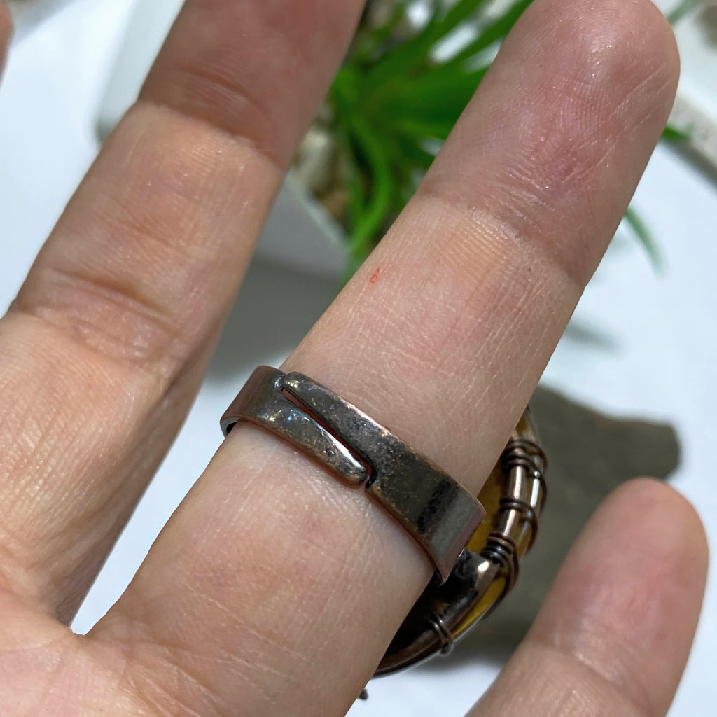 Chunky Tiger Eye Tree of Life Wire Wrapped Adjustable Ring (Size 8-9) - Earth Family Crystals