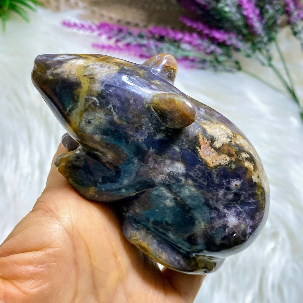 Unique Large Violet Flame Purple Agate Rat Display Carving - Earth Family Crystals