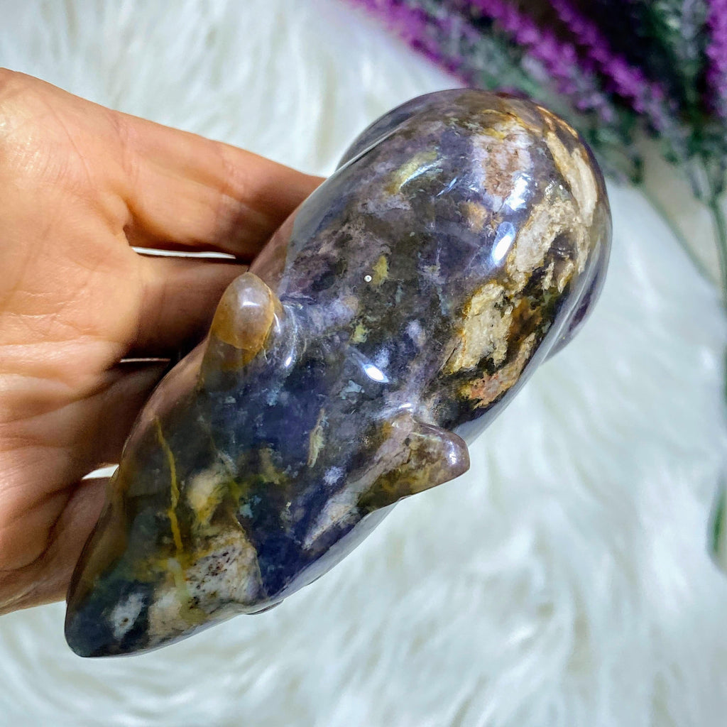 Unique Large Violet Flame Purple Agate Rat Display Carving - Earth Family Crystals