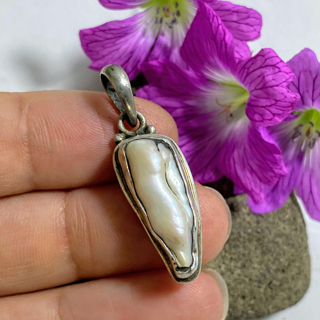 White Abalone Shell Pendant in Sterling Silver (Includes Silver Chain) - Earth Family Crystals
