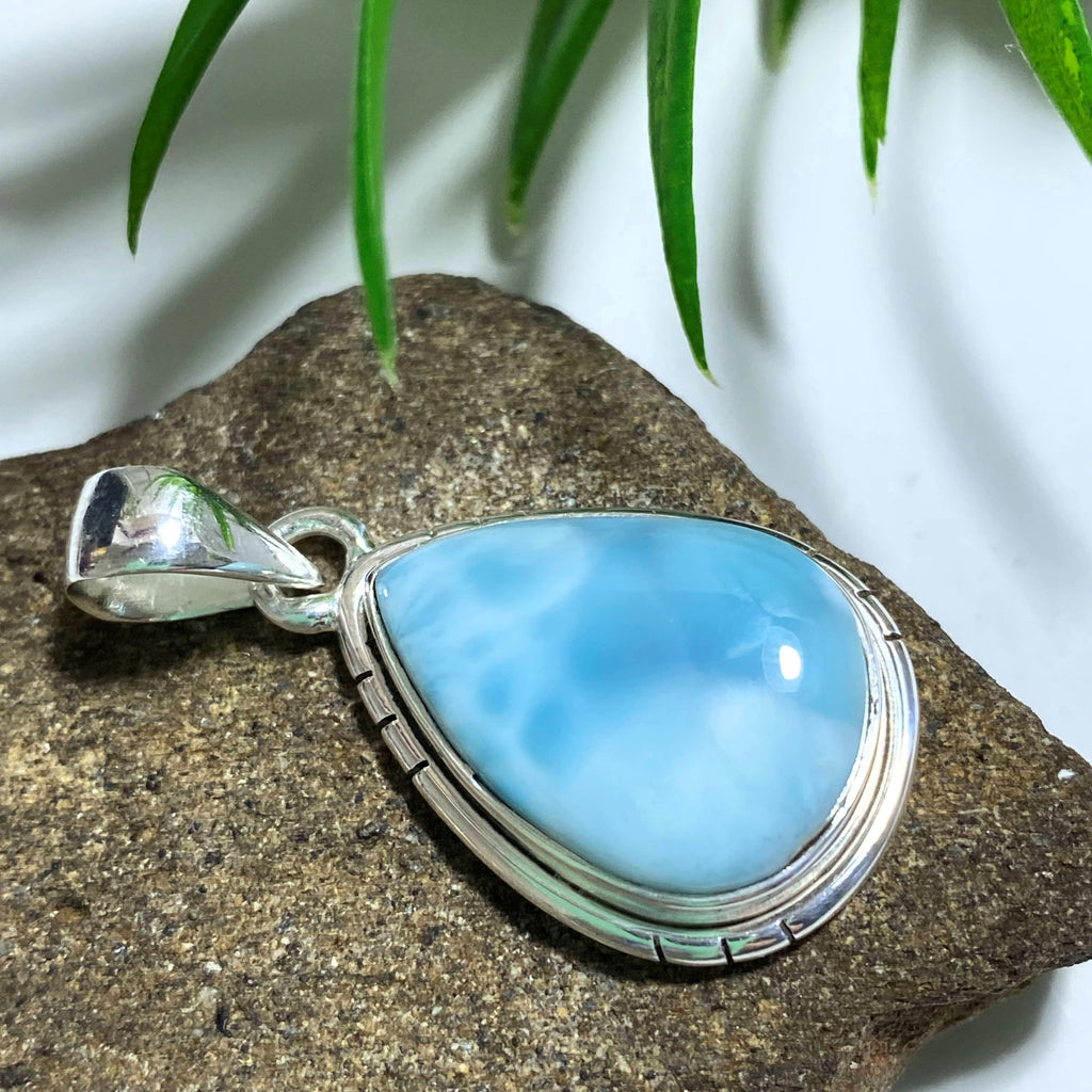 Larimar Gemstone Pendant in Sterling Silver (Includes Silver Chain) #1 - Earth Family Crystals