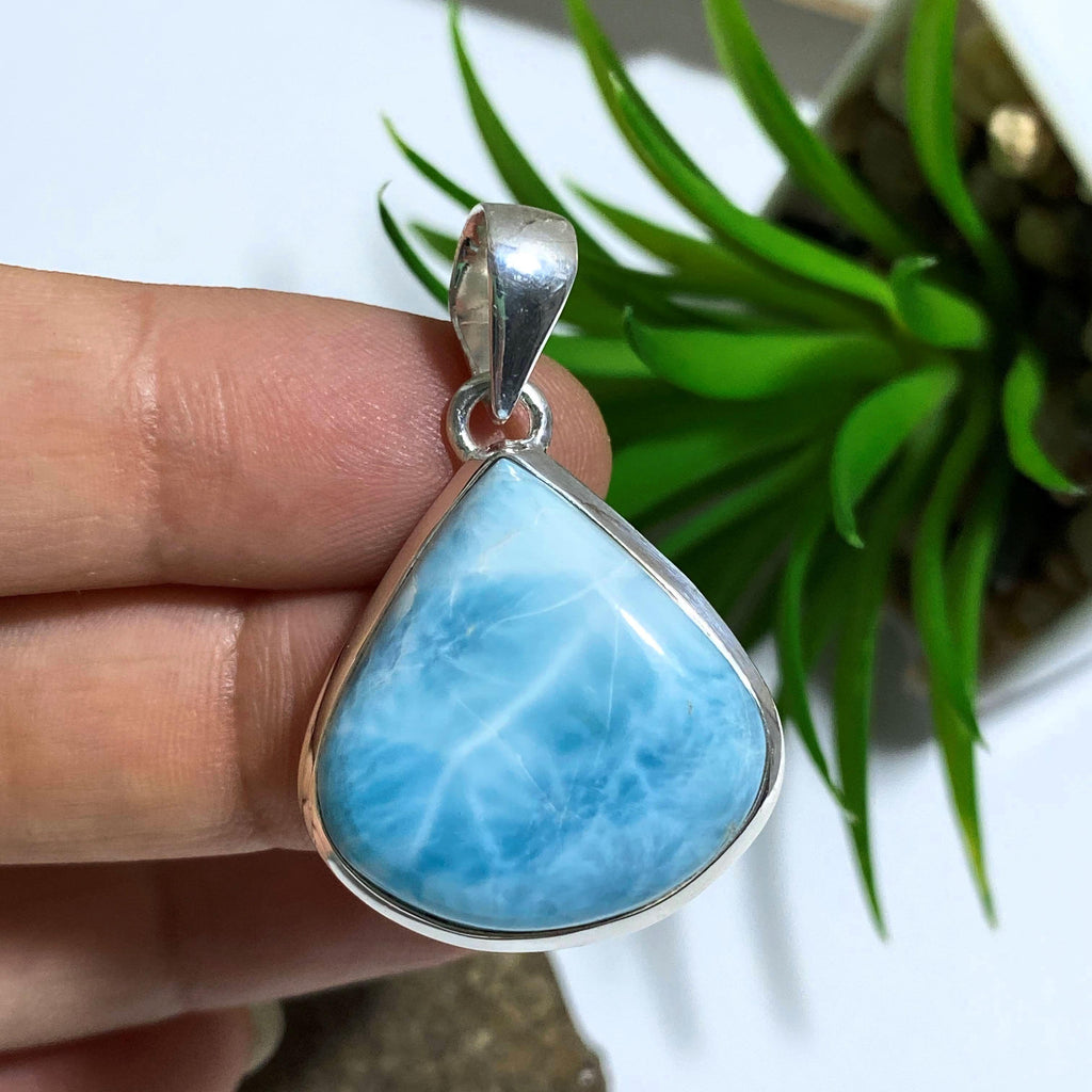 Larimar Gemstone Pendant in Sterling Silver (Includes Silver Chain) #2 - Earth Family Crystals