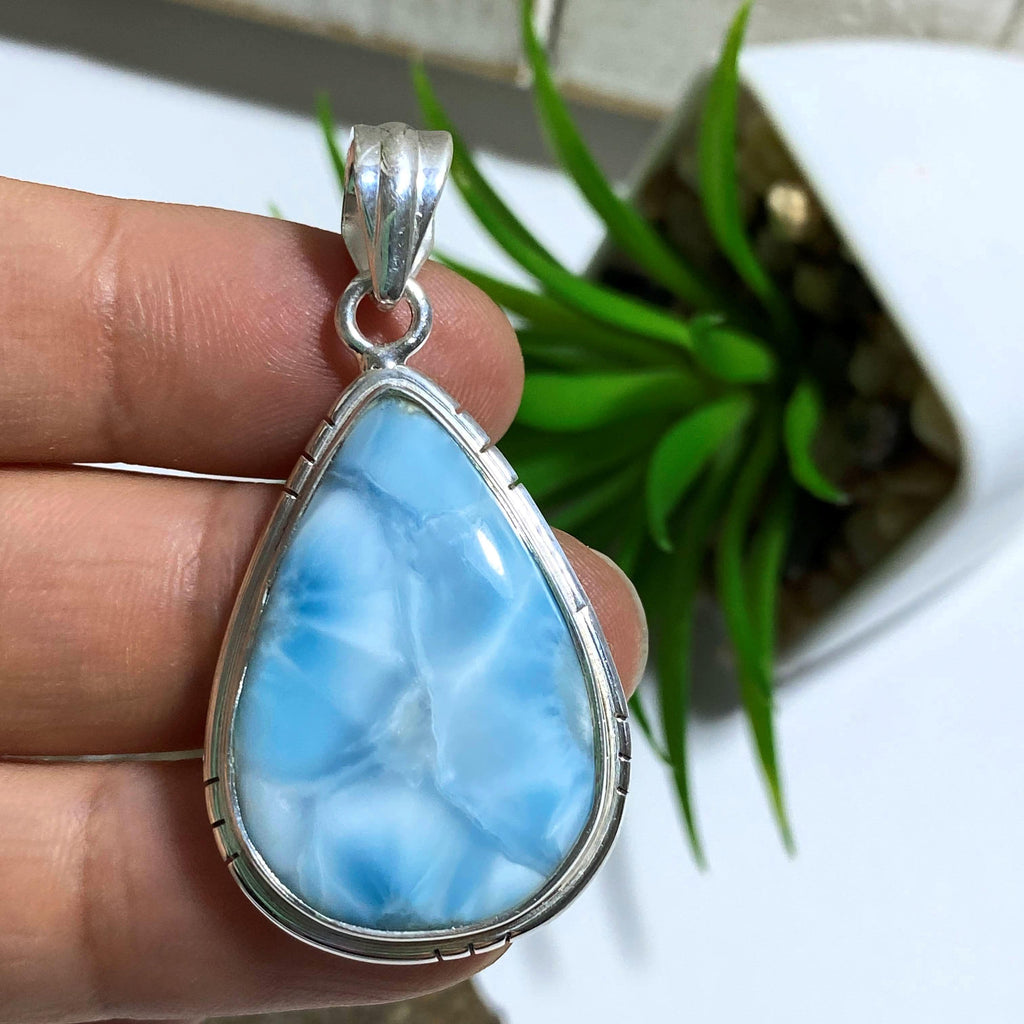 Larimar Gemstone Pendant in Sterling Silver (Includes Silver Chain) #3 - Earth Family Crystals