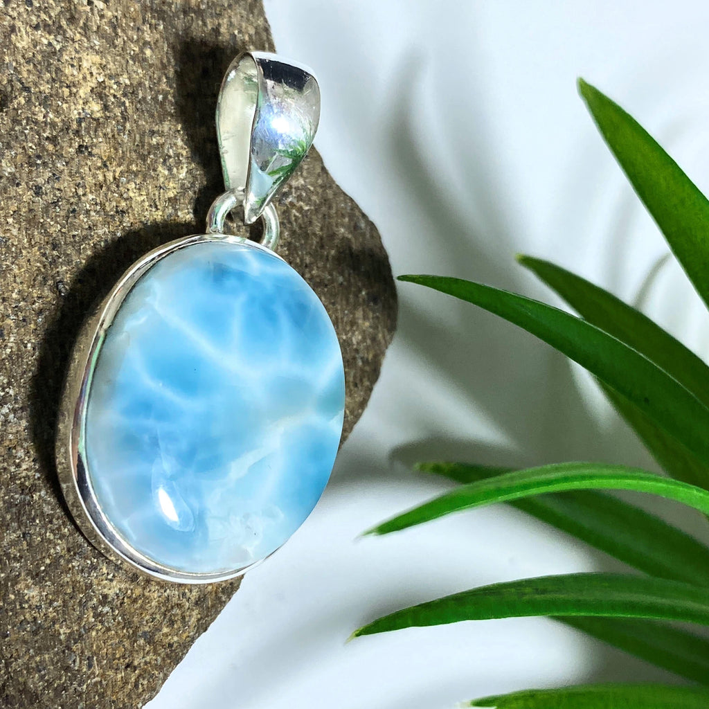 Larimar Gemstone Pendant in Sterling Silver (Includes Silver Chain) #4 - Earth Family Crystals