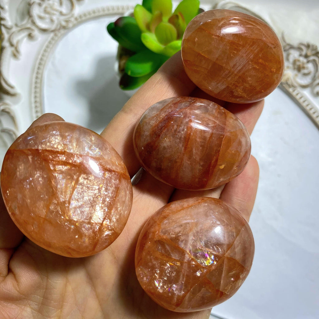 One Orange Hematoid Quartz Palm Stone From Madagascar - Earth Family Crystals