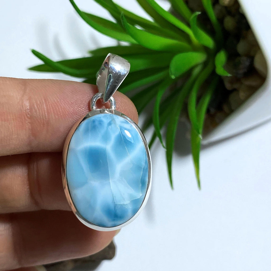 Larimar Gemstone Pendant in Sterling Silver (Includes Silver Chain) #5 - Earth Family Crystals