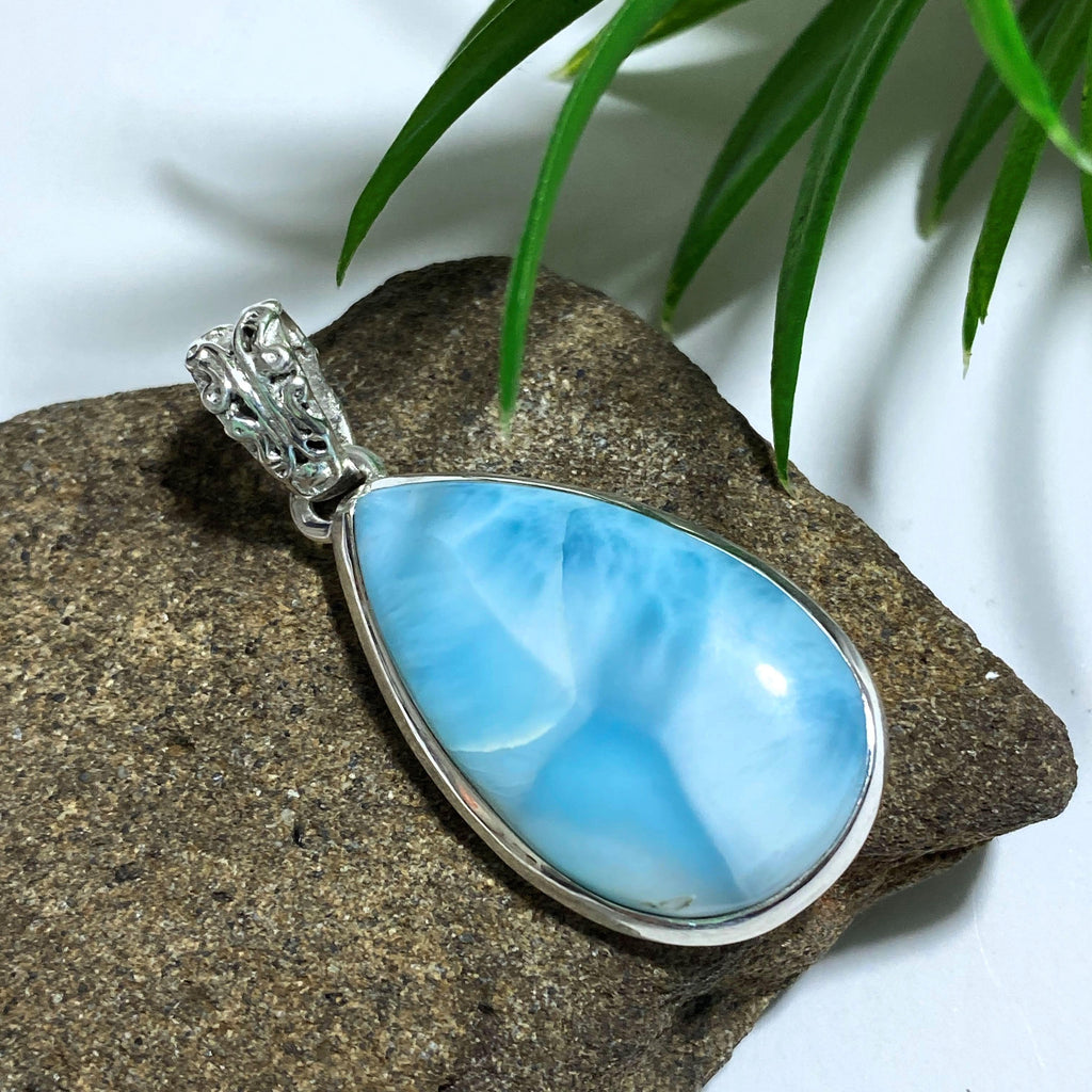 Larimar Gemstone Pendant in Sterling Silver (Includes Silver Chain) #6 - Earth Family Crystals