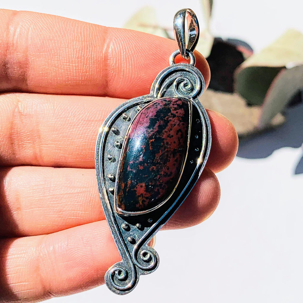 Elegant Style Chunky Bloodstone Sterling Silver Pendant (Includes Silver Chain) - Earth Family Crystals
