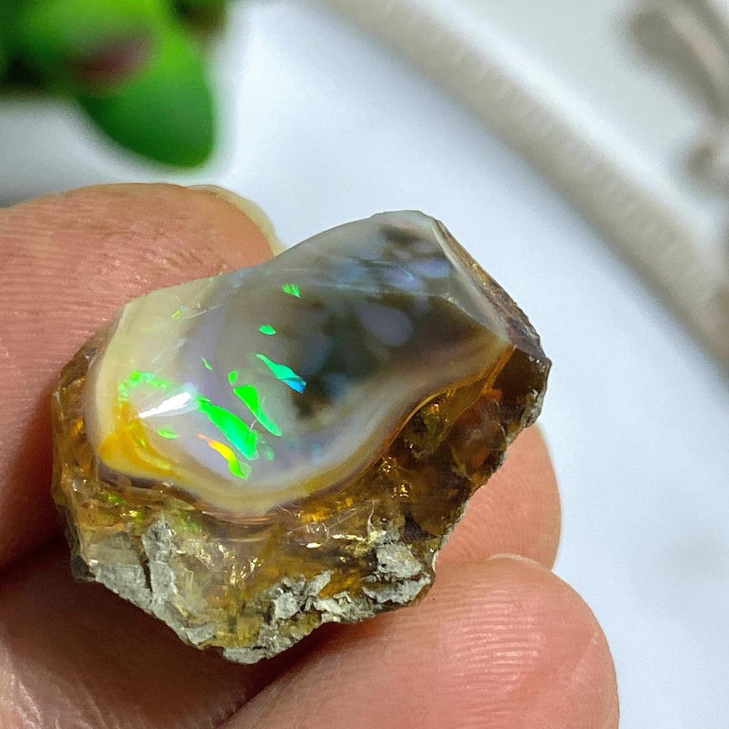12.5CT High Grade Mega Flash! Black & White Natural Ethiopian Opal Collectors Specimen - Earth Family Crystals