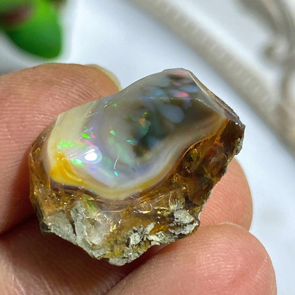 12.5CT High Grade Mega Flash! Black & White Natural Ethiopian Opal Collectors Specimen - Earth Family Crystals
